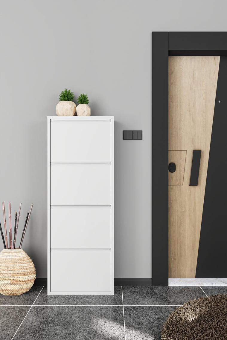 Dörtlü Metal Ayakkabılık Beyaz