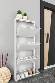 Dörtlü Metal Ayakkabılık Beyaz