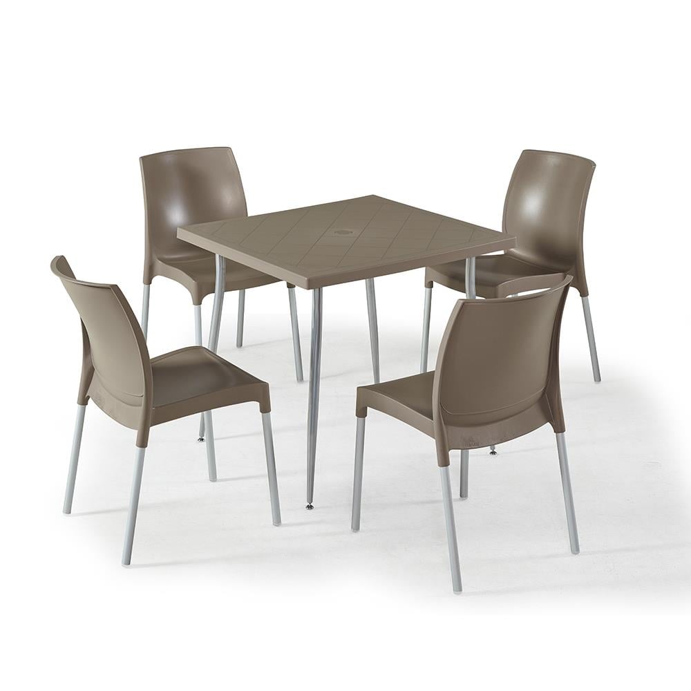 NS6 Masa Takımı 80x80 Masa + 4 Adet Castel Renkli Sandalye