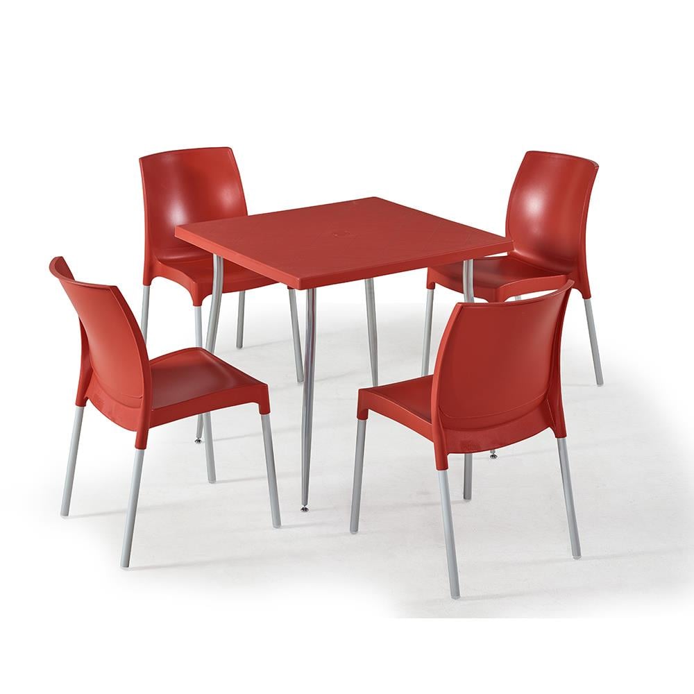 NS6 Masa Takımı 80x80 Masa + 4 Adet Castel Renkli Sandalye