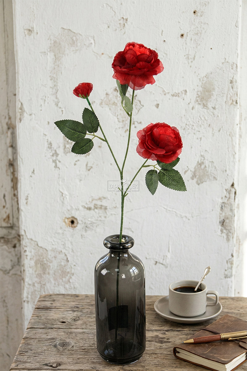 Yapay Çiçek Pastel 3 Adet Çöl Gülü 60 cm Kırmızı Yapay Çiçek Pastel 3 Adet Çöl Gülü 60 cm Kırmızı