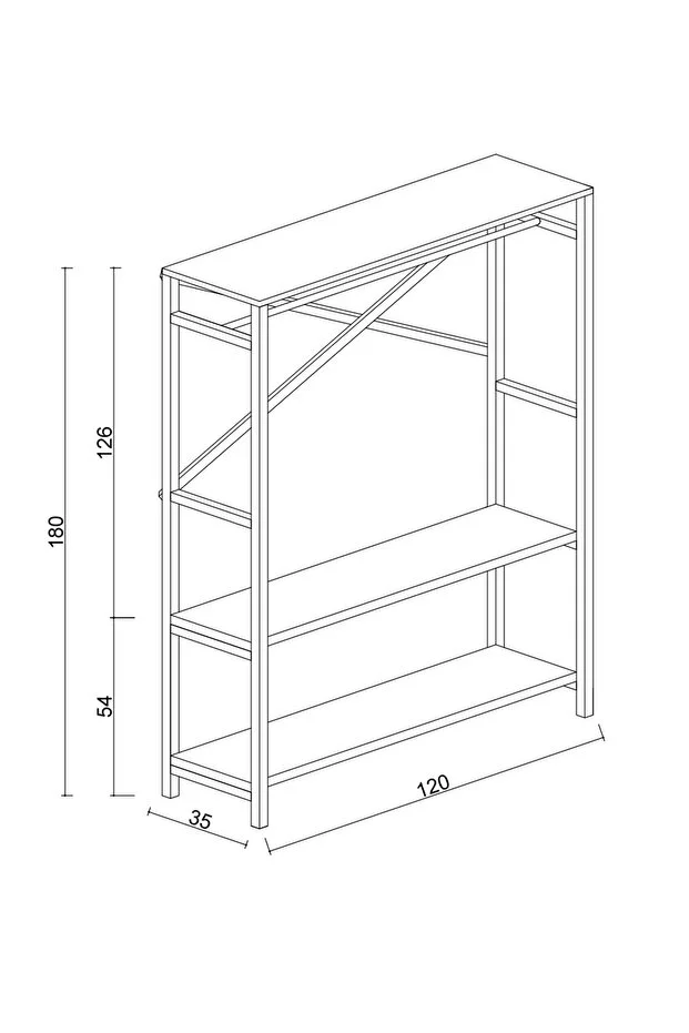Metal Masif Ahşap Desenli Yonga Levha Açık Giyinme Dolabı