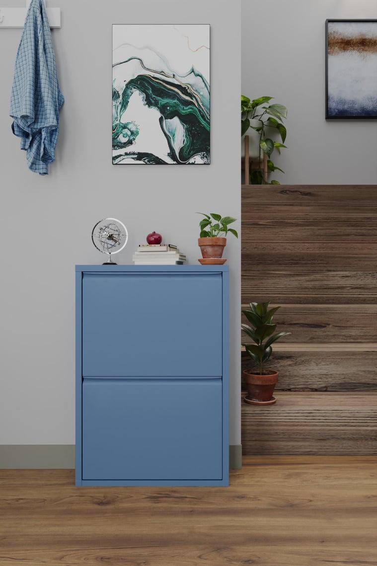 İkili Metal Ayakkabılık Mavi 