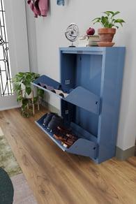 İkili Metal Ayakkabılık Mavi 