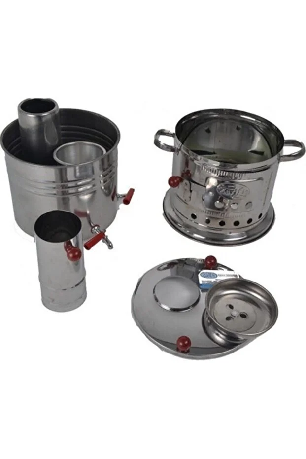 Zarif Iş Semaver Çift Musluk 3.5 Litre Odun Kömür Piknik Semaveri