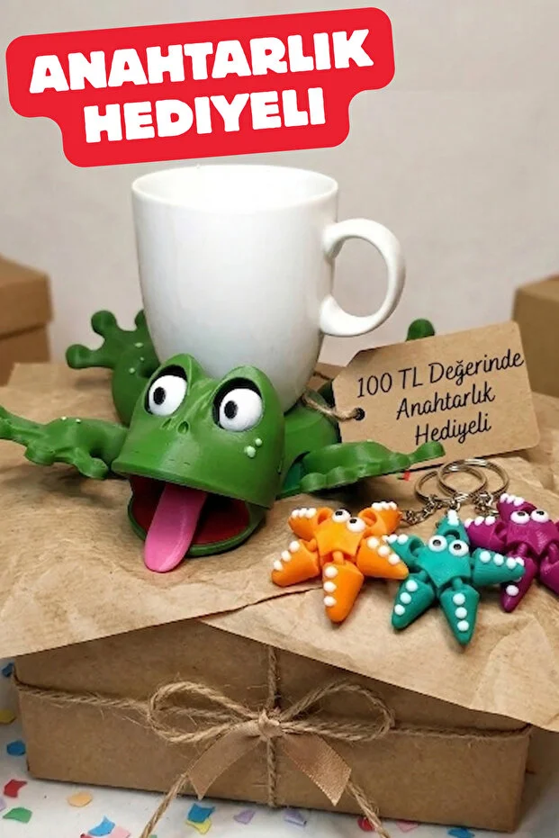 Eğlenceli Kurbağa Bardak Tutucu – Sevimli 3D Dekoratif Bardak Standı