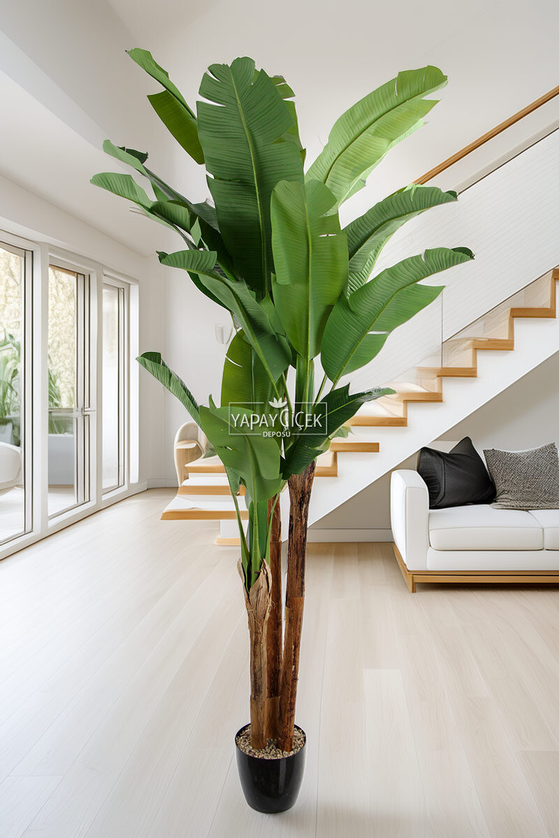 Yapay Ağaç 3 Gövde Tropik 22 Yapraklı Muz Gerçek Doku 240 cm Yapay Ağaç 3 Gövde Tropik 22 Yapraklı Muz Gerçek Doku 240 cm