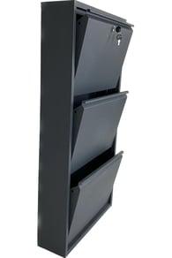 Kilitli 3'Lü Metal Ayakkabılık - Antrasit 