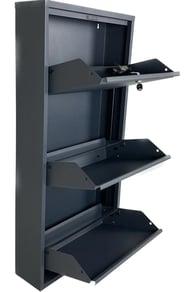 Kilitli 3'Lü Metal Ayakkabılık - Antrasit 