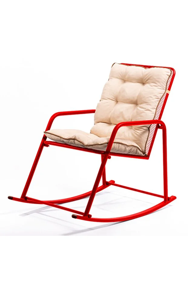 Minderli Kırmızı Metal Sallanan Sandalye