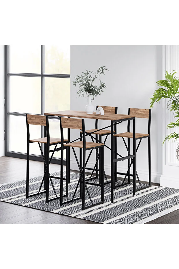 4 Kişilik Bar Masa Bar Sandalye Yemek Masa Sandalye Takımı