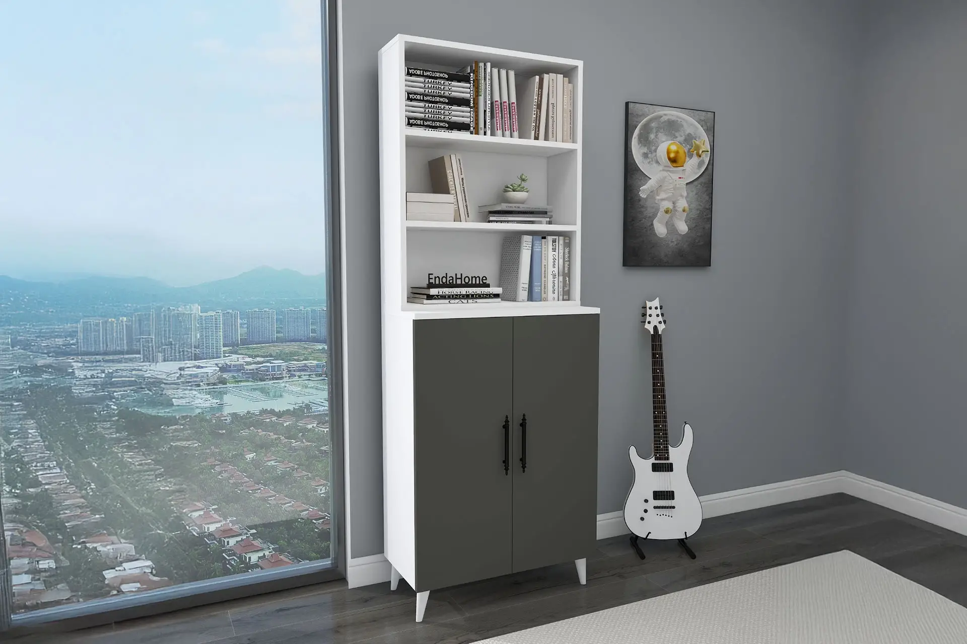 6 Raflı 2 Kapaklı Klasik Kitaplık