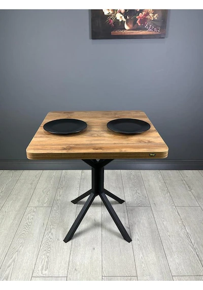 Tepe Ceviz Mutfak Yemek Masası Balkon Masası Kavisli Köşe Siyah Ayak 70 Cm Tepe Ceviz Mutfak Yemek Masası Balkon Masası Kavisli Köşe Siyah Ayak 70 Cm