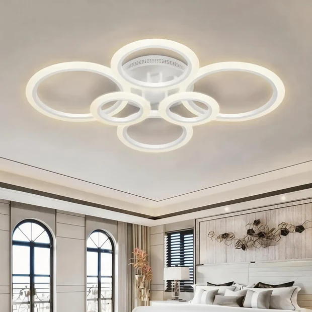 Talin Beyaz Plafonyer Lüks Modern 6'LI 3 Renk Ledli Avize