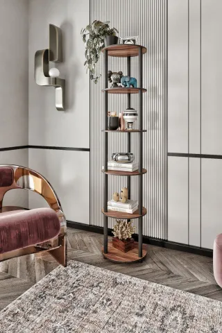 6 Katlı Dekoratif Yuvarlak Kitaplık