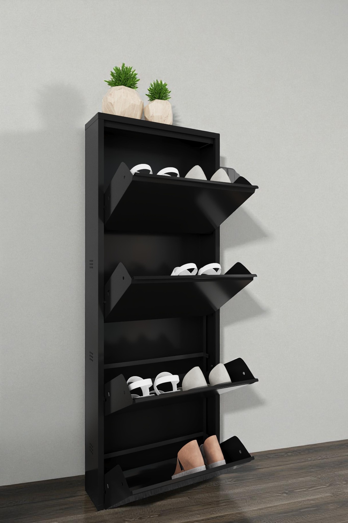 Dörtlü Metal Ayakkabılık Siyah Dörtlü Metal Ayakkabılık Siyah