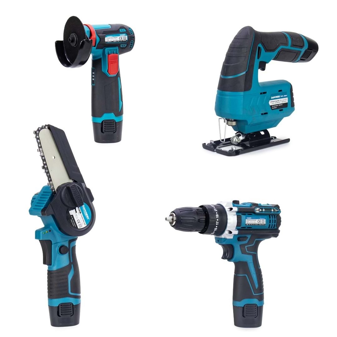 Dawreek 4lü Mini Set MK (Mini Testere+ Avuç Taşlama+ Akülü Vidalama + Dekupaj)