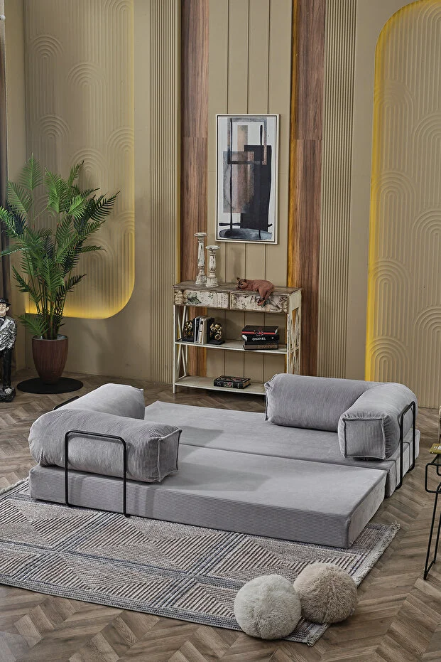 Relax 200cm Kanepe, Fitilli Kadife, Yıkanır, Silinir, Dinlenme Koltuğu, Yatak Olabilen,