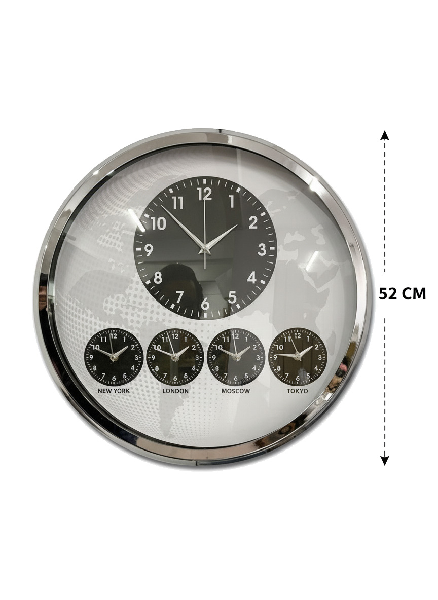 52 cm Krom Dünya Saatleri Duvar Saatleri 52 cm Krom Dünya Saatleri Duvar Saatleri