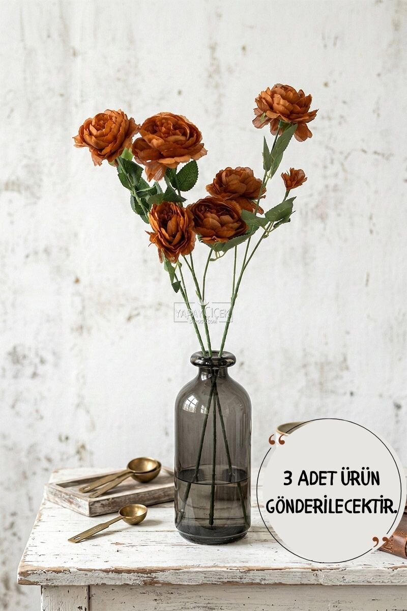 Yapay Çiçek Pastel 3 Adet Çöl Gülü 60 cm Kahverengi Yapay Çiçek Pastel 3 Adet Çöl Gülü 60 cm Kahverengi
