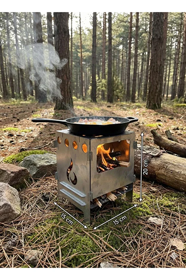 Large Ateş Kutusu / Portatif Katlanır Kamp Ocağı / Kül Tablalı & Çantalı (15x15x20 cm) Large Ateş Kutusu / Portatif Katlanır Kamp Ocağı / Kül Tablalı & Çantalı (15x15x20 cm)
