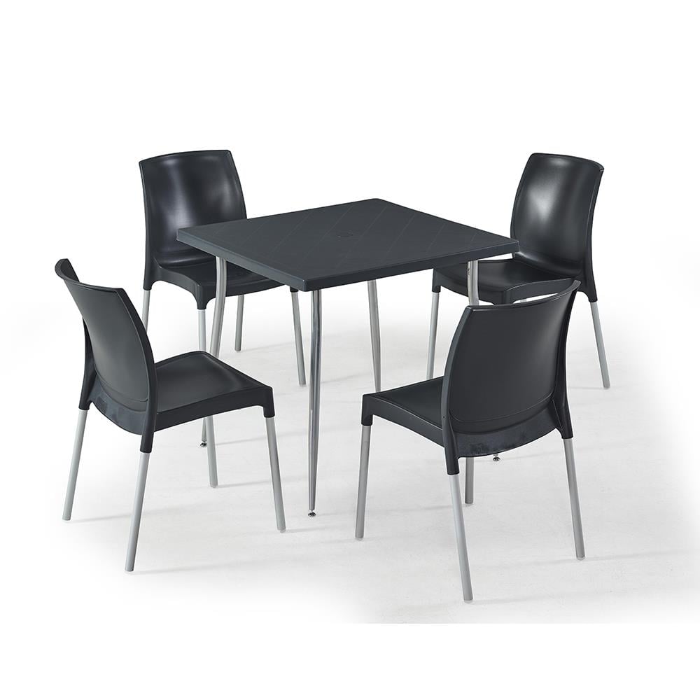 NS6 Masa Takımı 80x80 Masa + 4 Adet Castel Renkli Sandalye