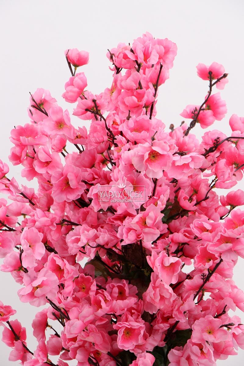 Saksıda Yapay 2 Gövdeli Bahar Dalı Ağacı 100 cm Pembe