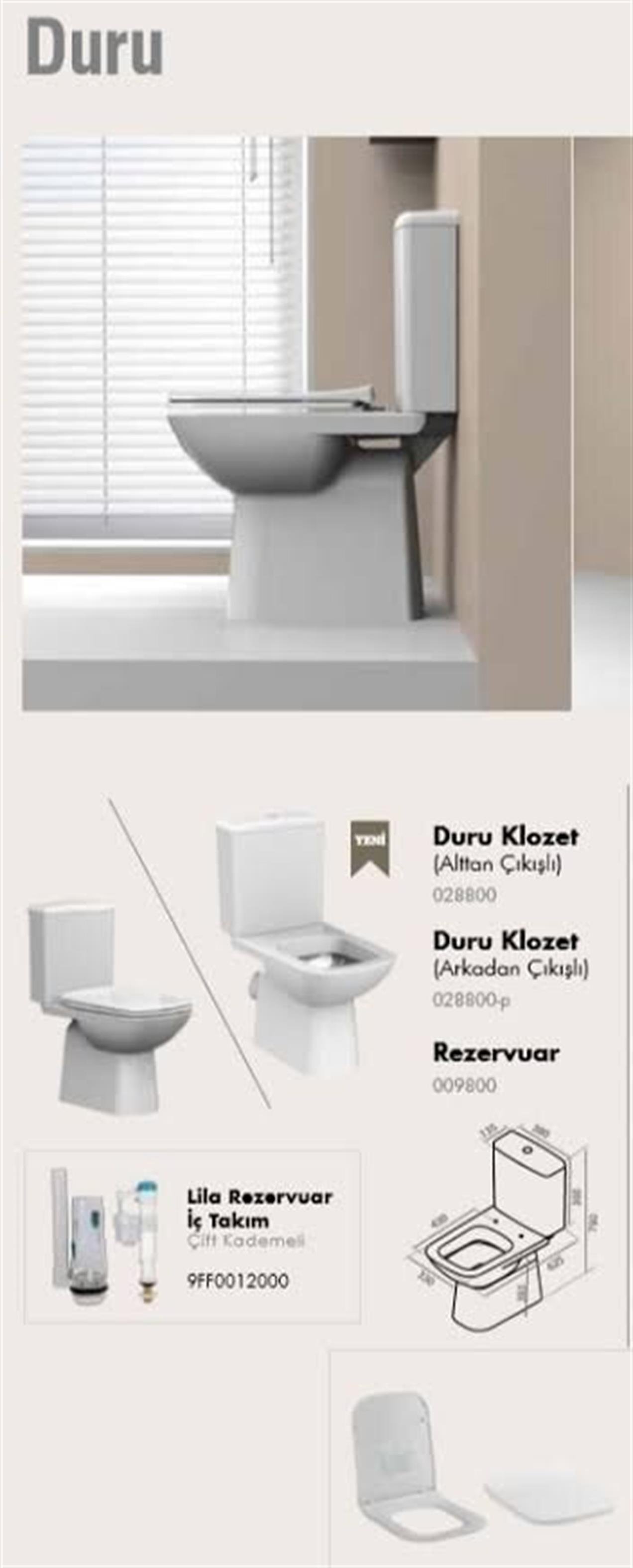 Turkuaz Duru Klozet Alttan,Rezervuar,İç Takım ve Yavaş İnce Kapak Turkuaz Duru Klozet Alttan,Rezervuar,İç Takım ve Yavaş İnce Kapak