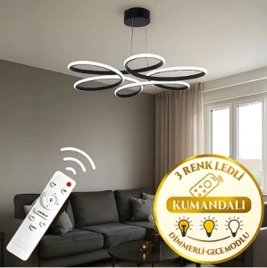 Linda Siyah Kumandalı 3 Renk 60 cm Sarkıt Avize