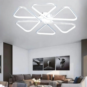 Oslo Beyaz Modern Krom Çizgili Plafonyer Ultra Power Beyaz Ledli Avize