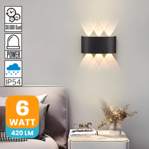 Proton 6W Siyah Çift Yönlü 3000K Günışığı Ledli Aplik