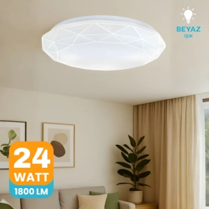 Epsilon 24W Beyaz Dekoratif Led Armatür 6400K Beyaz Işık