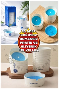 25 Adet Tek Kullanımlık Kül Tablası Kokusuz Taşınabilir Pratik Jel Küllük Seti Ofis Kafe Ev