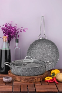 Ultra Classic 3 Parça Granit Tencere & Tava Seti Gri