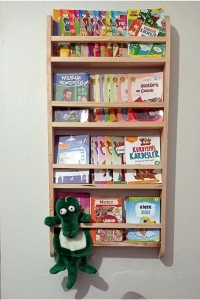 Montessori Çocuk Odası Kitaplığı Ahşap Ham Verniksiz Doğal Kitaplık 100*50*9 Ahşap Kitaplık
