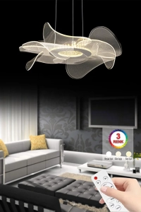 Nergis Gümüş Kumandalı Lüx Led Modern Ledli Avize