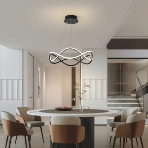 Ezgi Siyah Modern Ultra Süper Beyaz Ledli Avize