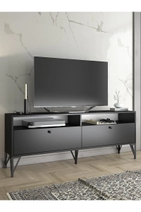 Astreo 160 Cm Metal Ayaklı Tv Ünitesi - Siyah / Siyah