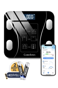 Dijital Baskül Yağ Su Kas Vücut Kitle Endeksi Kilo Ölçer Tartı