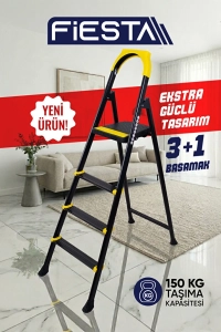 Nova 3+1 Metal Basamaklı EXTRA GÜÇLÜ ÖZEL TASARIM Pratik Merdiven