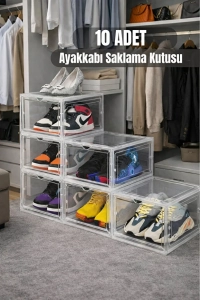 10’lu Lüx Ayakkabı Kutusu – Kapaklı, İstiflenebilir & Dolap Ayakkabı Organizer Saklama Kutusu