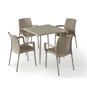 NS4 Rattan Masa Takımı 80x80 Masa + 4 Adet Rattan Sandalye