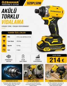Özbahar OZBPL50W Akülü Torklu Vidalama