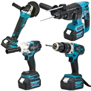 BoschPlus Akülü Ultra 4lü Set Makina 58vf 5ah 125mm Avuç Taşlama, Sds Plus Kırıcı Delici Hilti, Somun Sıkma Sökme, Vidalama Matkap