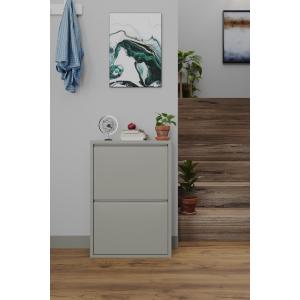 İkili Metal Ayakkabılık Bej 