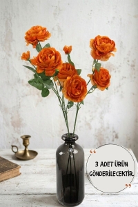 Yapay Çiçek Pastel 3 Adet Çöl Gülü 60 cm Taba