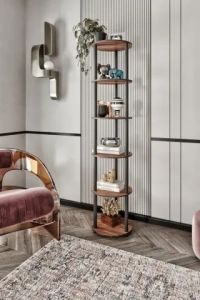 6 Katlı Dekoratif Yuvarlak Kitaplık