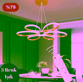 Linda Eskitme Kumandalı 3 Renk 60 cm Sarkıt Avize