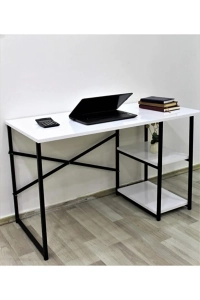 Beyaz Renk Metal Çalışma Ofis Bilgisayar Laptop Masası 60x120