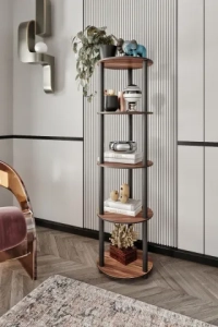 5 Katlı Dekoratif Yuvarlak Kitaplık